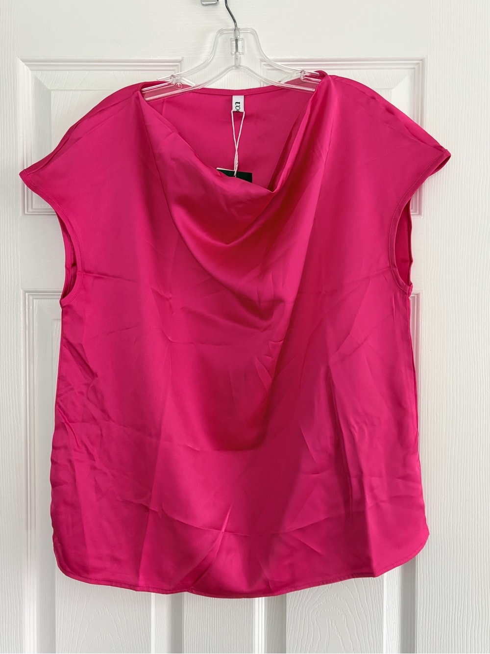 Fuchsia cowl neck blouse top